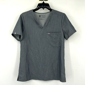 Figs Graphite Gray Texhnicao Collection One Pocket Medical Nursing Scrub Top S